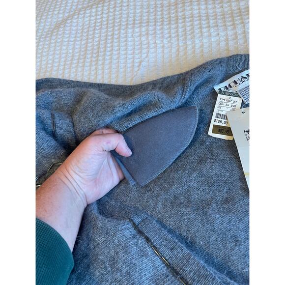 NWT Vintage Richard and Company Lambs Wool Blend Beaded Gray Cardigan Medium - Picture 7 of 11
